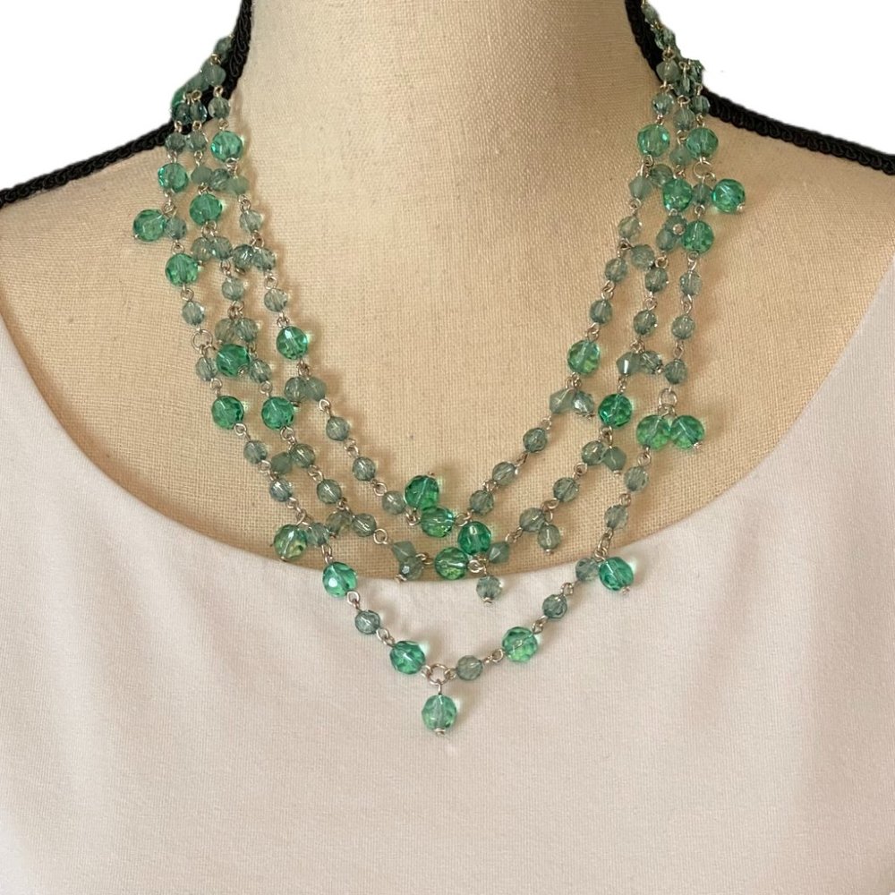 Birch Hill Green Beaded Necklace with 3 Strands